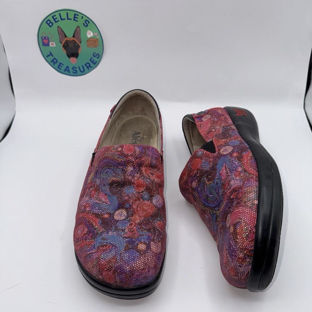 Alegria Shoes Womens EUR 38 US 8-8.5 Pink Sparkle Keli Wowie Zowie Slip-On Clogs
